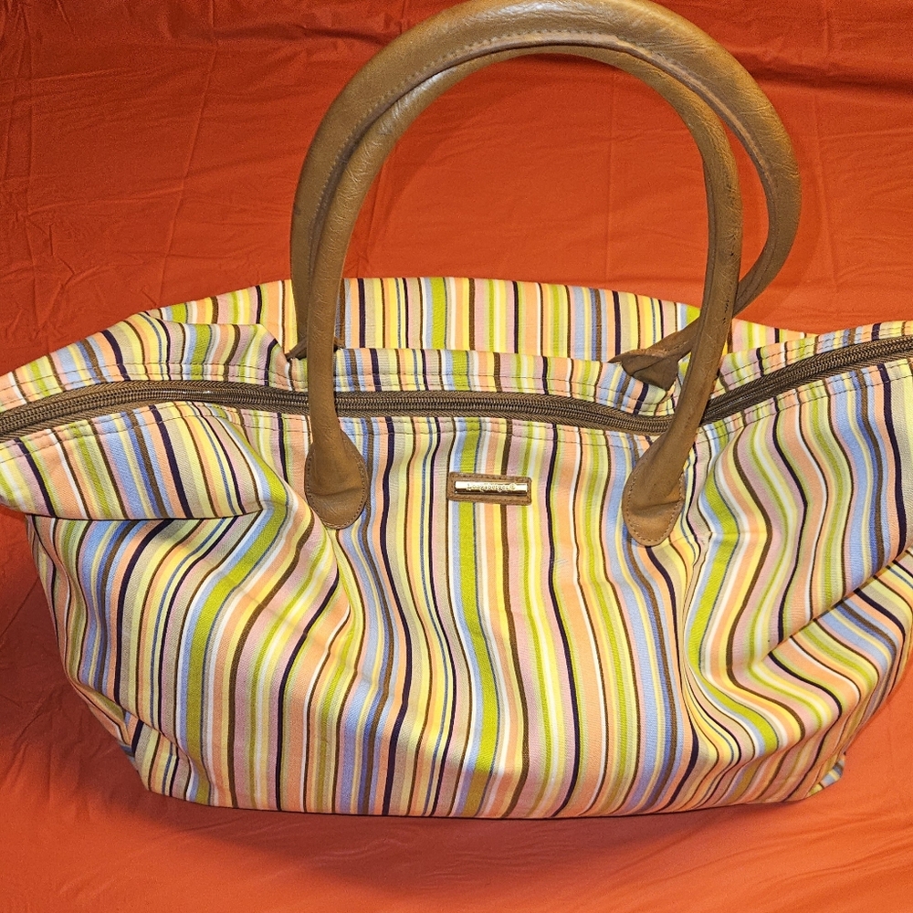 Longaberger Homestead Pastel Summertime Striped Pocket Tote E.U.C.